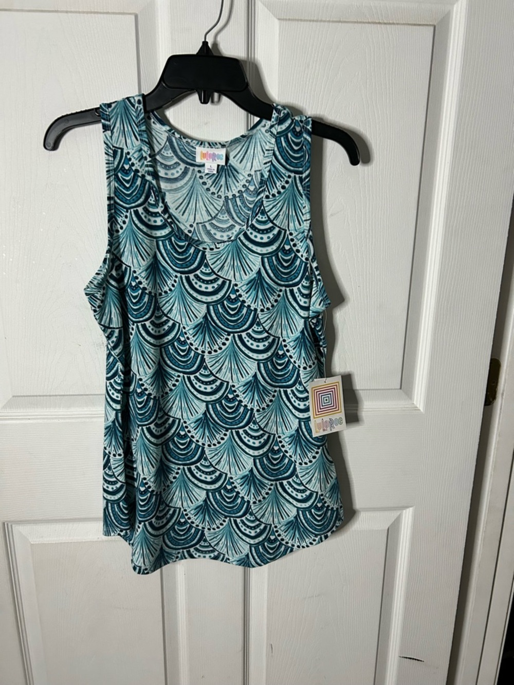 Women's Teal Patterned Sleeveless Tank Top
